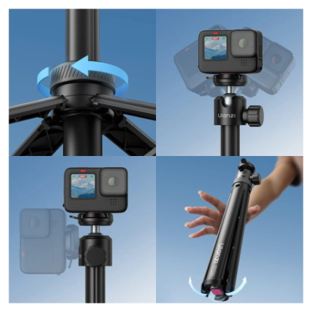 Ulanzi TT24 (S044A) - selfie stick i mini statyw 2w1, z szybkozłączką CKA  - przykład użycia